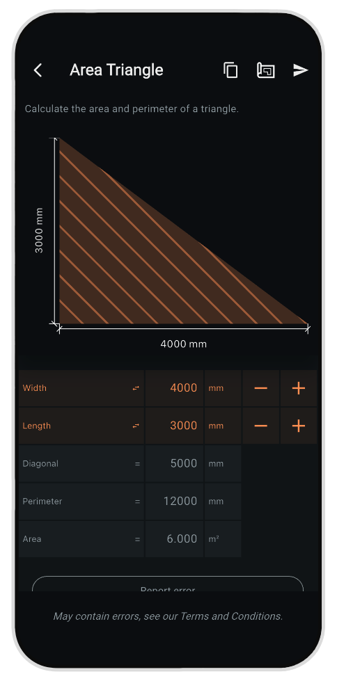 Area Triangle mobile app