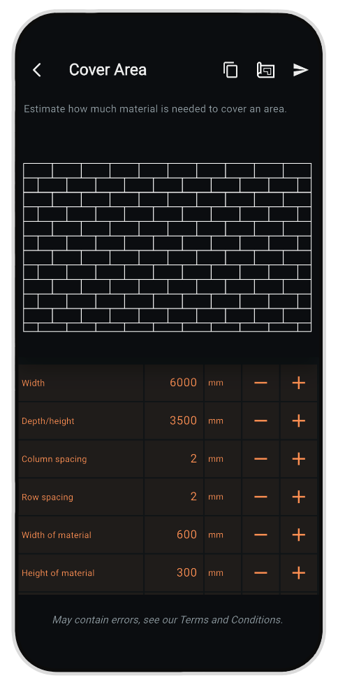 Cover Area mobile app