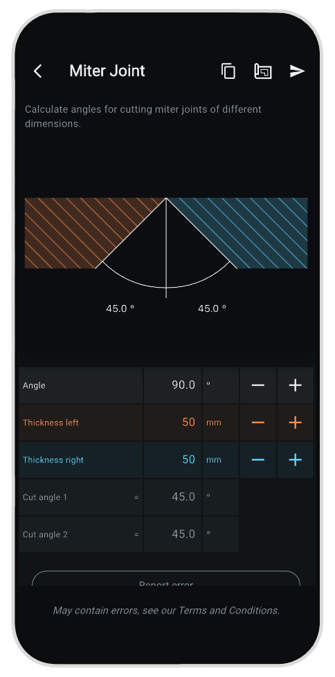 Miter Joint mobile app